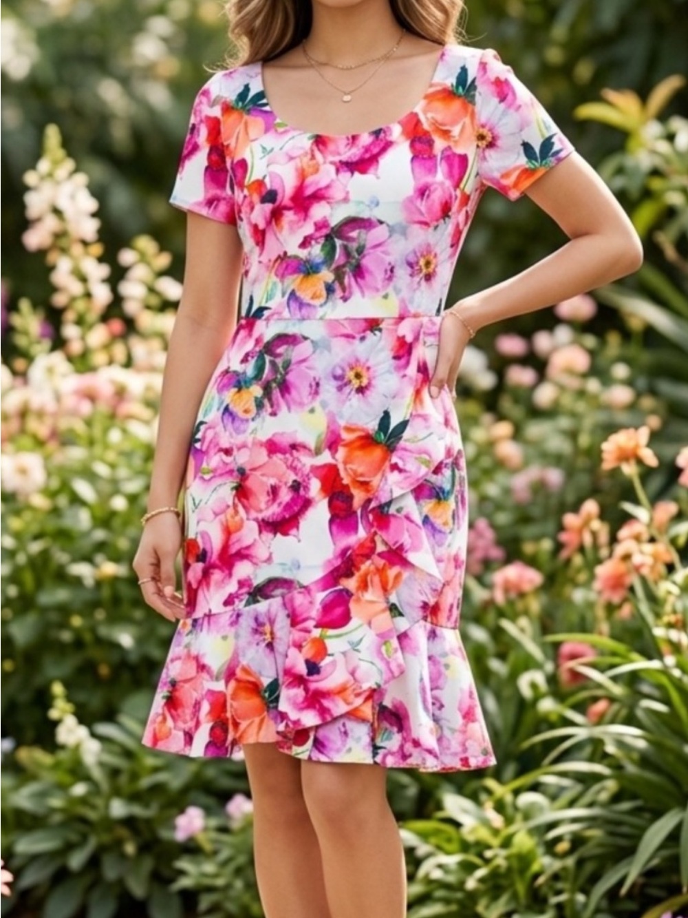Alexia Admor floral ruffle dress. Size 10.